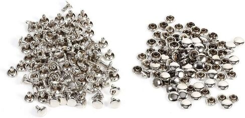 100 Sets 8mm x 8mm Double Round Rivet Rapid Rivets Button Studs Punk Spike Repair Leathercraft DIY Decoration for Bags, Shoes (8mm x 8mm, Silver) in Saudi Arabia