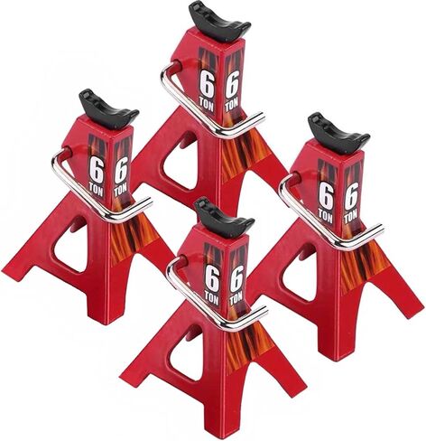 RC Jack Stands，Metal Adjustable 6 Ton Simulation mini Jack Stands for TRX-4 Axial SCX10 Wraith Tamiya CC01 RC4WD D90 1/10 RC Crawler Truck（Red in Saudi Arabia