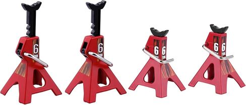 RC Jack Stands，Metal Adjustable 6 Ton Simulation mini Jack Stands for TRX-4 Axial SCX10 Wraith Tamiya CC01 RC4WD D90 1/10 RC Crawler Truck（Red in Saudi Arabia