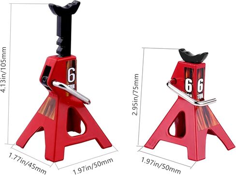 RC Jack Stands，Metal Adjustable 6 Ton Simulation mini Jack Stands for TRX-4 Axial SCX10 Wraith Tamiya CC01 RC4WD D90 1/10 RC Crawler Truck（Red in Saudi Arabia