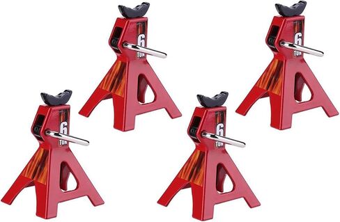 RC Jack Stands，Metal Adjustable 6 Ton Simulation mini Jack Stands for TRX-4 Axial SCX10 Wraith Tamiya CC01 RC4WD D90 1/10 RC Crawler Truck（Red in Saudi Arabia