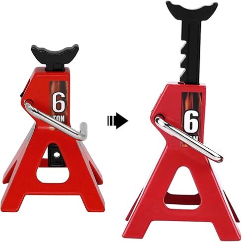 RC Jack Stands，Metal Adjustable 6 Ton Simulation mini Jack Stands for TRX-4 Axial SCX10 Wraith Tamiya CC01 RC4WD D90 1/10 RC Crawler Truck（Red in Saudi Arabia