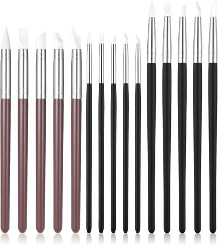 15pcs Silicone Paint Brush, Silicone Brushes for Resin Clay Sculpting Tools, 5 Shapes Head,Flexible Artist Color Shapes Pens for Sculpting Pottery Handicraft Nail Art in Saudi Arabia