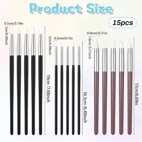 15pcs Silicone Paint Brush, Silicone Brushes for Resin Clay Sculpting Tools, 5 Shapes Head,Flexible Artist Color Shapes Pens for Sculpting Pottery Handicraft Nail Art in Saudi Arabia