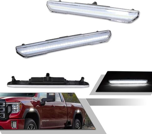 GTINTHEBOX لـ 2020 2021 2022 2023 GMC Sierra 2500HD 3500HD بيك اب شاحنة أمامية أو خلفية ضوء علامة جانبية عدسة شفافة كهرمان LED علامات جانبية للسائق ومصابيح الركاب in Saudi Arabia
