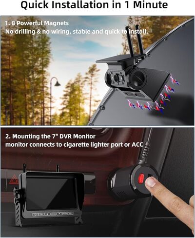 RV Wireless Backup Camera Plug and Play: Pre-Wired for Furrion System Recording Back Rear View Camera Easy Setup for Truck Trailer Motorhome Night Vision HD 1080P 7'' Monitor Split Screen Xroose CW7 in Kuwait