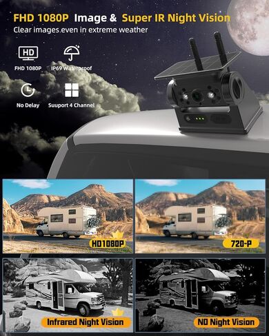 RV Wireless Backup Camera Plug and Play: Pre-Wired for Furrion System Recording Back Rear View Camera Easy Setup for Truck Trailer Motorhome Night Vision HD 1080P 7'' Monitor Split Screen Xroose CW7 in Kuwait