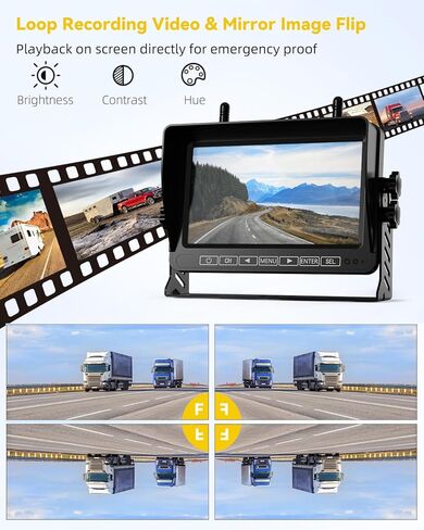 RV Wireless Backup Camera Plug and Play: Pre-Wired for Furrion System Recording Back Rear View Camera Easy Setup for Truck Trailer Motorhome Night Vision HD 1080P 7'' Monitor Split Screen Xroose CW7 in Kuwait