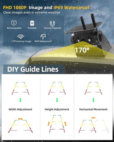 RV Wireless Backup Camera Plug and Play: Pre-Wired for Furrion System Recording Back Rear View Camera Easy Setup for Truck Trailer Motorhome Night Vision HD 1080P 7'' Monitor Split Screen Xroose CW7 in Kuwait