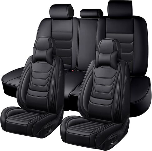 أغطية مقاعد السيارة لسيارة Toyota Sequoia 2001-2025، مجموعة كاملة من أغطية مقاعد جلد نابا الفاخرة، واقيات المقعد الخلفي الأمامي مقاومة للماء ومضادة للانزلاق (مجموعة كاملة قياسية / بيج) in Kuwait