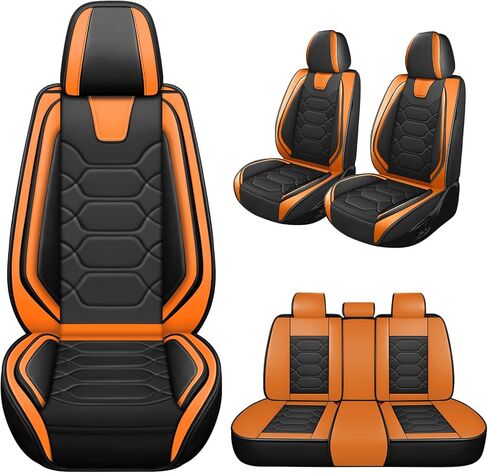 Car Seat Covers Full Set for Toyota Tacoma 1995-2025,Durable Waterproof Luxury Universal,Easy to Install Napa Leather Cover Set for Cars,Full Seats,Black Orange in Saudi Arabia