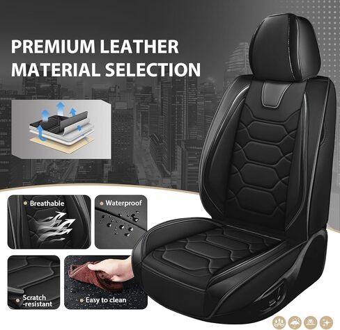 Car Seat Covers Full Set for Toyota Tacoma 1995-2025,Durable Waterproof Luxury Universal,Easy to Install Napa Leather Cover Set for Cars,Full Seats,Black Orange in Saudi Arabia