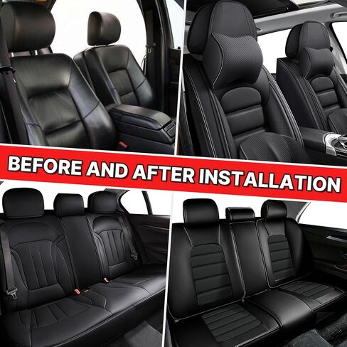 أغطية مقاعد تناسب Scion Xb 2004-2015 أغطية مقاعد من الجلد الصناعي المقاوم للماء، غطاء وسائد السيارة غير قابل للانزلاق وسهل التركيب، ملحقات داخلية لحماية المقاعد (أسود، 5 مقاعد) in Kuwait