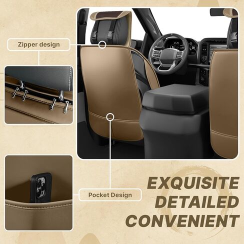 Fit for GMC Sierra 1500/2500/3500 2007-2025 Seat Covers, Fashion Sport Seat Cover with Waterproof Leather, Airbag Safe Design Seat Protector (5 Front Seat Standard, Brown Coffee) in Saudi Arabia