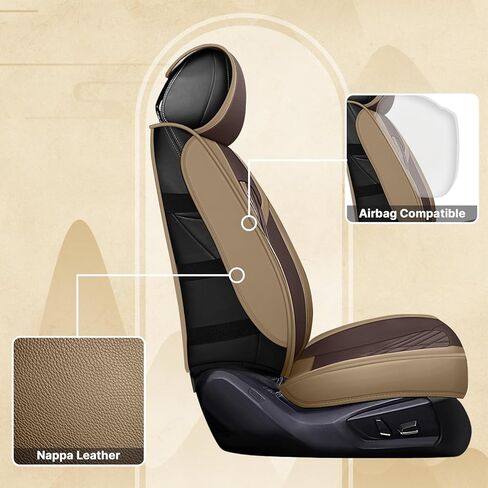 Fit for GMC Sierra 1500/2500/3500 2007-2025 Seat Covers, Fashion Sport Seat Cover with Waterproof Leather, Airbag Safe Design Seat Protector (5 Front Seat Standard, Brown Coffee) in Saudi Arabia