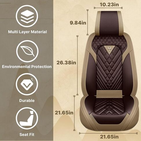 Fit for GMC Sierra 1500/2500/3500 2007-2025 Seat Covers, Fashion Sport Seat Cover with Waterproof Leather, Airbag Safe Design Seat Protector (5 Front Seat Standard, Brown Coffee) in Saudi Arabia