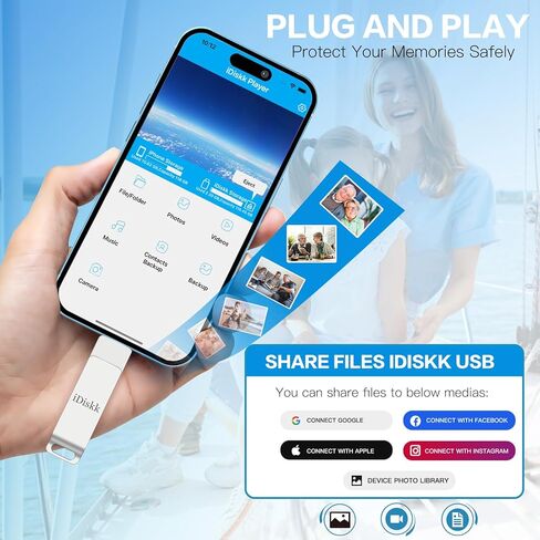 App-le معتمد 1 تيرابايت iPhone 15 iDiskk Photo Vault لأجهزة iPhone USB تخزين الصور فلاش محرك نقل عصا لفون صورة التخزين الخارجي iPad Lightning USB C Android تخزين الصور عصا الصور in Saudi Arabia