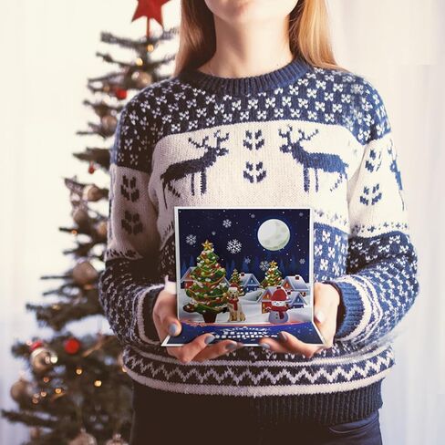 بطاقة عيد الميلاد المنبثقة ثلاثية الأبعاد من Magic Ants، قطار عيد الميلاد الاحتفالي في المناظر الطبيعية الشتوية الثلجية، بطاقة تهنئة للعطلات للعائلة والأصدقاء والأطفال وسانتا كلوز ورجل الثلج والرنة in Kuwait