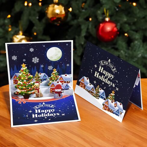 بطاقة عيد الميلاد المنبثقة ثلاثية الأبعاد من Magic Ants، قطار عيد الميلاد الاحتفالي في المناظر الطبيعية الشتوية الثلجية، بطاقة تهنئة للعطلات للعائلة والأصدقاء والأطفال وسانتا كلوز ورجل الثلج والرنة in Kuwait