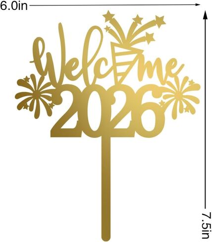 12 قطعة من أعلى الكب كيك 2026 سنة جديدة سعيدة، مرحبًا بك 2026 أسود لامع مرحبًا 2026 كعكة اختيار هتافات إلى 2026 ديكورات، ليلة رأس السنة الجديدة/العام الجديد/عيد الميلاد وحفلات العطلات الشتوية in Kuwait