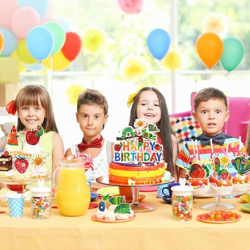25pcs The Very Hungry Caterpillar Cake Decorations, Including Butterfly Cake Topper Strawberry Cupcake Toppers for The Very Hungry Caterpillar Birthday Party Decorations in Saudi Arabia