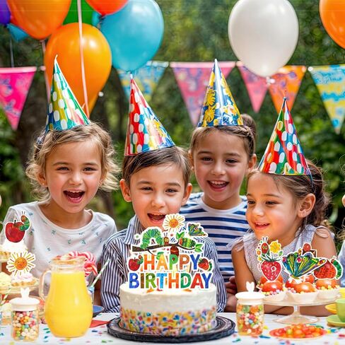 25pcs The Very Hungry Caterpillar Cake Decorations, Including Butterfly Cake Topper Strawberry Cupcake Toppers for The Very Hungry Caterpillar Birthday Party Decorations in Saudi Arabia