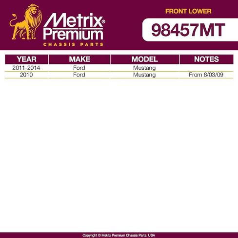 أجزاء الهيكل الفاخرة من Metrix - طقم وصلات كروية سفلية أمامية مكونة من قطعتين يناسب 2011-2014 Ford Mustang، 2010 Ford Mustang، استبدال K500313، صنع في أوروبا in Saudi Arabia
