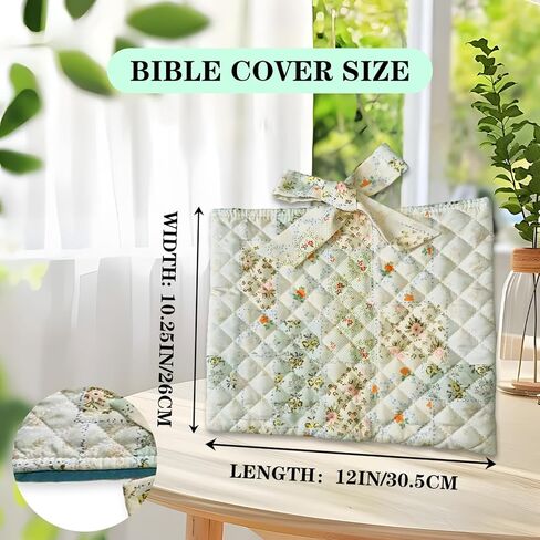 حافظة غطاء الكتاب المقدس للنساء غطاء كبير للأناجيل مع طباعة زهور مبطنة، غطاء مبطن على شكل فيونكة للكتاب المقدس، حقيبة حمل للفتيات لوازم دراسة الكتاب المقدس، هدية مسيحية in Saudi Arabia