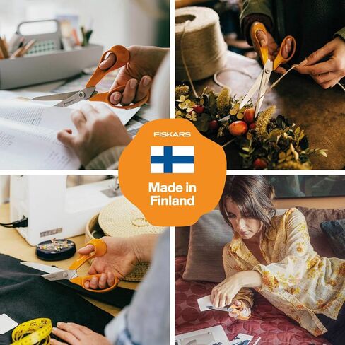 Fiskars Classic Universal Craft and Fabric Scissors, Right-Handed, Total Length: 21 cm, Improved Torx Screw and Ergonomic Handle, Quality Steel/Plastic, Orange, 1075032 in Saudi Arabia