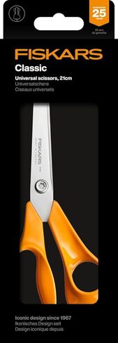 Fiskars Classic Universal Craft and Fabric Scissors, Right-Handed, Total Length: 21 cm, Improved Torx Screw and Ergonomic Handle, Quality Steel/Plastic, Orange, 1075032 in Saudi Arabia