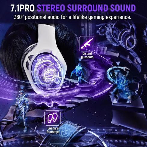 سماعة رأس لاسلكية للألعاب بتردد 2.4 جيجا هرتز لمدة 40 ساعة+، سماعة رأس لاسلكية Bluetooth 5.3 مع ميكروفون ENC قابل للتعديل بزاوية 360 درجة، سماعات رأس للألعاب لأجهزة Ps5 وPs4 والكمبيوتر الشخصي والتبديل والهاتف in Kuwait