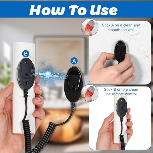 2-Pack Magnetic Remote Control Holders with Spring Ropes - Safely Secure Remotes & Small Items, Wall-Mount with Adhesive, Anti-Loss, Rapid Adsorption, Extendable Spring in Saudi Arabia