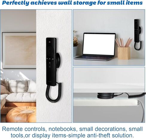 2-Pack Magnetic Remote Control Holders with Spring Ropes - Safely Secure Remotes & Small Items, Wall-Mount with Adhesive, Anti-Loss, Rapid Adsorption, Extendable Spring in Saudi Arabia