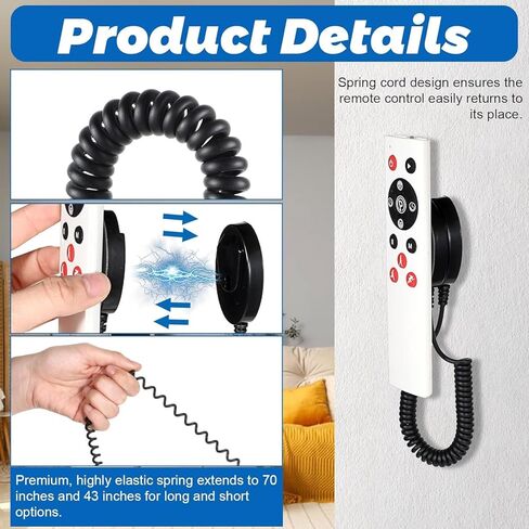 2-Pack Magnetic Remote Control Holders with Spring Ropes - Safely Secure Remotes & Small Items, Wall-Mount with Adhesive, Anti-Loss, Rapid Adsorption, Extendable Spring in Saudi Arabia