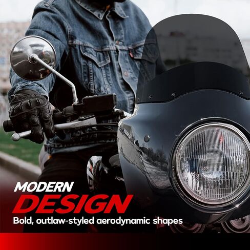 طقم كامل للزجاج الأمامي للدراجات النارية، زجاج أمامي لمحارب الطريق، متوافق مع Harley Davidson Dyna وSoftail، ملحقات الدراجات النارية، زجاج أمامي أسود لامع ودخاني، ارتفاع 27.94 سم in Kuwait