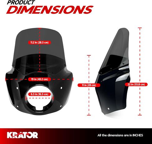 طقم كامل للزجاج الأمامي للدراجات النارية، زجاج أمامي لمحارب الطريق، متوافق مع Harley Davidson Dyna وSoftail، ملحقات الدراجات النارية، زجاج أمامي أسود لامع ودخاني، ارتفاع 27.94 سم in Kuwait