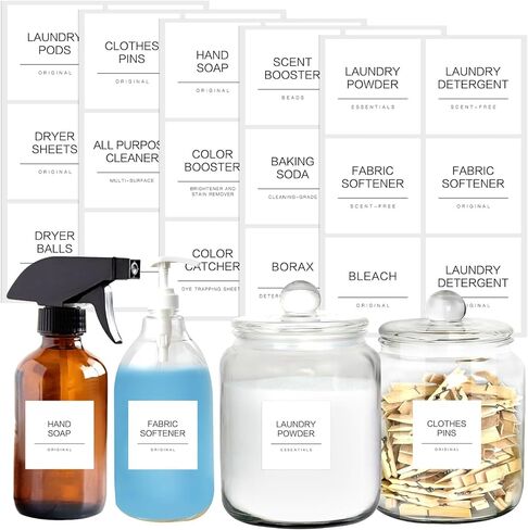 30 PCS Laundry Room Labels Set, Matte Organization Stickers for Glass Jars Spray Bottles and Detergent Dispensers, Cleaning Supplies Organizer (White 2.5inch) in Saudi Arabia