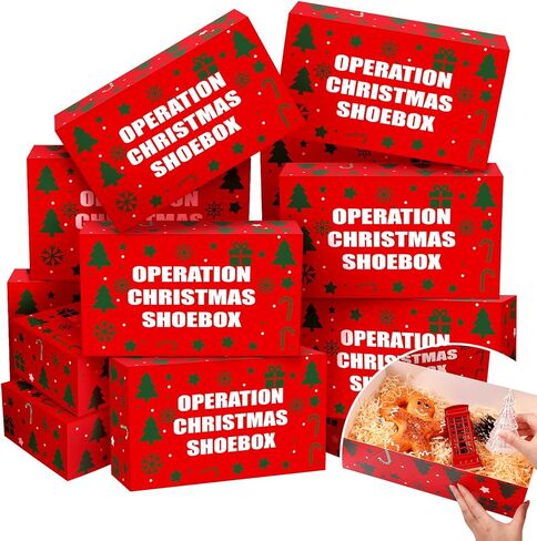 Tenceur 12 Pack Large Christmas Gift Boxes with Lids 13 x 7.48 x 3.94 Inch Red Operation Christmas Shipping Boxes Cardboard Shoeboxes for Gifts Presents Wrapping Party Favor Supplies in Saudi Arabia