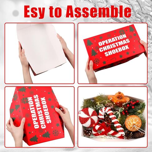 Tenceur 12 Pack Large Christmas Gift Boxes with Lids 13 x 7.48 x 3.94 Inch Red Operation Christmas Shipping Boxes Cardboard Shoeboxes for Gifts Presents Wrapping Party Favor Supplies in Saudi Arabia