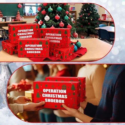 Tenceur 12 Pack Large Christmas Gift Boxes with Lids 13 x 7.48 x 3.94 Inch Red Operation Christmas Shipping Boxes Cardboard Shoeboxes for Gifts Presents Wrapping Party Favor Supplies in Saudi Arabia
