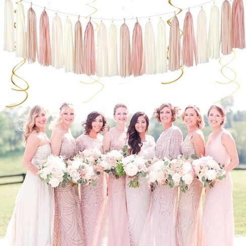 Champagne-Gold Beige Boho Party-Decorations Tassel-Garland - 20pc Fall Baby Shower Birthday Wedding Bridal Tassel,Autumn Engagement Bachelorette Banner Streamers,Neutral Rustic Backdrop Decor Panduola in Saudi Arabia