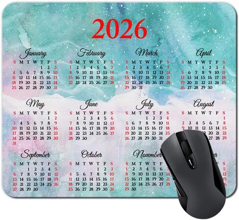 لوحة ماوس تقويم 2026 مع تصميم شاطئ استوائي عالي الدقة من المطاط الطبيعي مستطيل الشكل بساط مكتبي مقاس 9.5 × 7.9 بوصة نمط رخامي بألوان مائية خضراء in Kuwait
