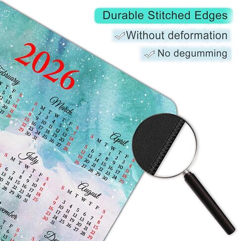 لوحة ماوس تقويم 2026 مع تصميم شاطئ استوائي عالي الدقة من المطاط الطبيعي مستطيل الشكل بساط مكتبي مقاس 9.5 × 7.9 بوصة نمط رخامي بألوان مائية خضراء in Kuwait
