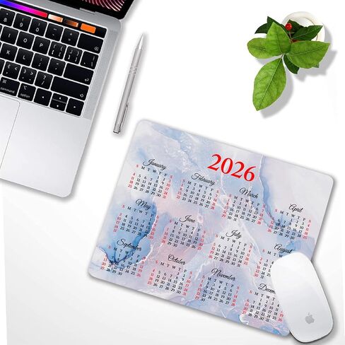 لوحة ماوس تقويم 2026 مع تصميم شاطئ استوائي عالي الدقة من المطاط الطبيعي مستطيل الشكل بساط مكتبي مقاس 9.5 × 7.9 بوصة نمط رخامي بألوان مائية خضراء in Kuwait