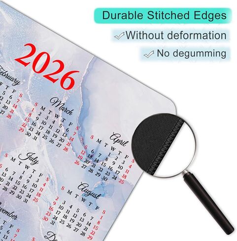 لوحة ماوس تقويم 2026 مع تصميم شاطئ استوائي عالي الدقة من المطاط الطبيعي مستطيل الشكل بساط مكتبي مقاس 9.5 × 7.9 بوصة نمط رخامي بألوان مائية خضراء in Kuwait