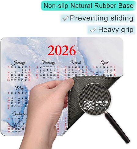 لوحة ماوس تقويم 2026 مع تصميم شاطئ استوائي عالي الدقة من المطاط الطبيعي مستطيل الشكل بساط مكتبي مقاس 9.5 × 7.9 بوصة نمط رخامي بألوان مائية خضراء in Kuwait