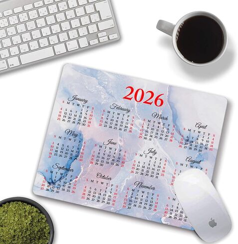 لوحة ماوس تقويم 2026 مع تصميم شاطئ استوائي عالي الدقة من المطاط الطبيعي مستطيل الشكل بساط مكتبي مقاس 9.5 × 7.9 بوصة نمط رخامي بألوان مائية خضراء in Kuwait