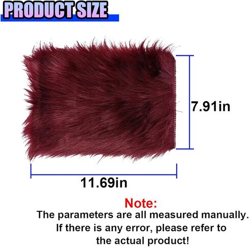 Fluffy Car Center Console Cover - 11.69" x 7.91" Winter Warm & Furry Armrest Cover for Cars - Soft Faux Sheepskin Wool Middle Console Pad Car Armrest Seat Box Cushion Protector (Burgundy) in Saudi Arabia