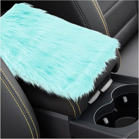 Fluffy Car Center Console Cover - 11.69" x 7.91" Winter Warm & Furry Armrest Cover for Cars - Soft Faux Sheepskin Wool Middle Console Pad Car Armrest Seat Box Cushion Protector (Burgundy) in Saudi Arabia