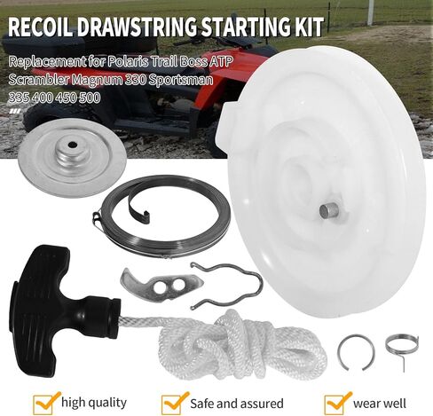 3090085 Recoil Pull Cord Starter Kit, Replacement for Polaris Sport 400L 1994-1998, Replacement for Polaris Big Boss 500 1998-2002, Replace 3084780 in Saudi Arabia